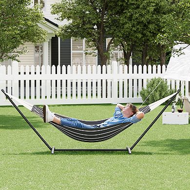 Double Hammock with Adjustable Steel Stand, 2 Person, 450 lbs Capacity, Portable & Collapsible