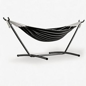Double Hammock with Adjustable Steel Stand, 2 Person, 450 lbs Capacity, Portable & Collapsible