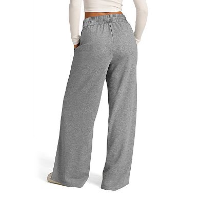 Women's High Waisted Wide Leg Sweatpants, Drawstring Pocketed Casual Trousers