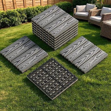 Interlocking Deck Tiles 12x12" Waterproof Composite Wood Patio Flooring DIY