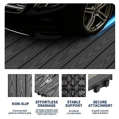 Interlocking Deck Tiles 12x12" Waterproof Composite Wood Patio Flooring DIY