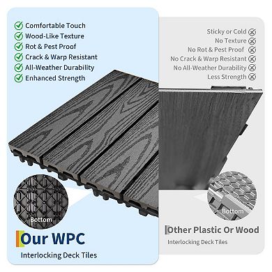 Interlocking Deck Tiles 12x12" Waterproof Composite Wood Patio Flooring DIY