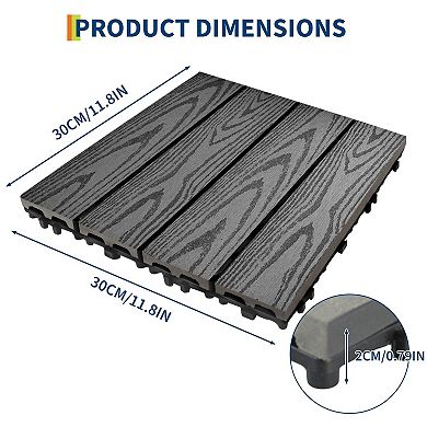 Interlocking Deck Tiles 12x12" Waterproof Composite Wood Patio Flooring DIY