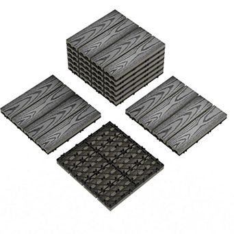 Interlocking Deck Tiles 12x12" Waterproof Composite Wood Patio Flooring DIY