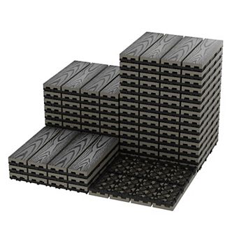 Interlocking Deck Tiles 12x12" Waterproof Composite Wood Patio Flooring DIY