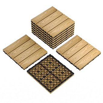 Interlocking Deck Tiles 12x12" Waterproof Composite Wood Patio Flooring DIY