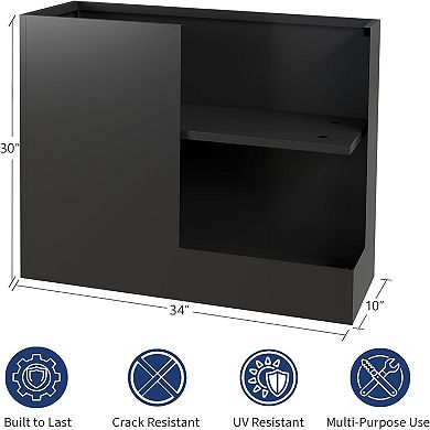 Metal Rectangular Planter Box, 34"W Flower Box with Adjustable Shelf & Drainage Holes for Patio