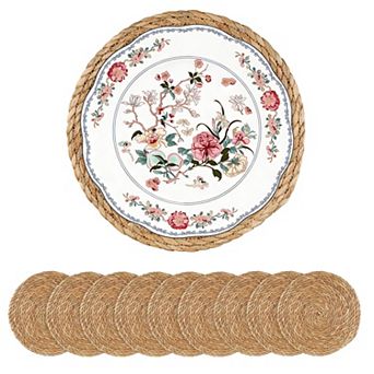 Woven Placemats Set of 10, Natural Rattan Table Mats, Heat Resistant Wicker Placemats for Kitchen