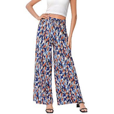High Waisted Drawstring Wide Leg Pants Casual Trousers for Women