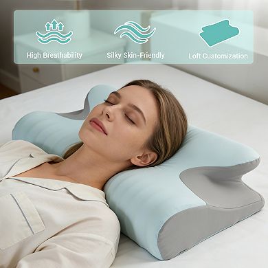 Memory Foam Cervical Pillow, Ergonomic Neck Support with Cooling, Breathable, Washable Cover