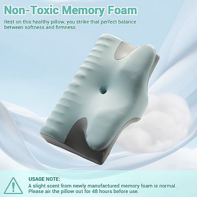 Memory Foam Cervical Pillow, Ergonomic Neck Support with Cooling, Breathable, Washable Cover