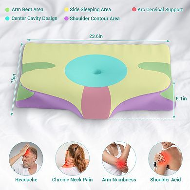 Memory Foam Cervical Pillow, Ergonomic Neck Support with Cooling, Breathable, Washable Cover