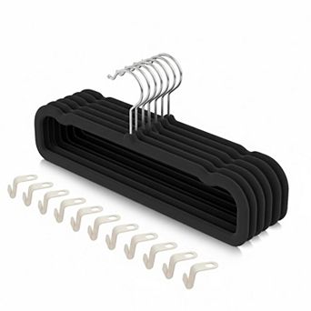 30 Pack Felt Pants Hangers Heavy Duty Space Saving Non-Slip 360° Swivel Hook for Suits Shirts Coats