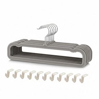 30 Pack Felt Pants Hangers Heavy Duty Space Saving Non-Slip 360° Swivel Hook for Suits Shirts Coats