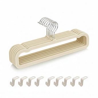 30 Pack Felt Pants Hangers Heavy Duty Space Saving Non-Slip 360° Swivel Hook for Suits Shirts Coats