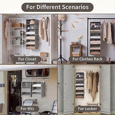 6 Shelf Hanging Closet Organizer Separable 2 3 Shelf Canvas Storage with Hooks & Side Pockets