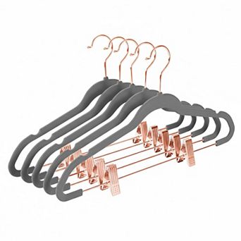 Pants Hangers Adjustable Clips Pack Of 20 Slim Non Slip Flocked 360 Swivel Hooks