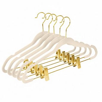 Pants Hangers Adjustable Clips Pack Of 20 Slim Non Slip Flocked 360 Swivel Hooks