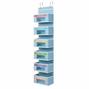 Weekly Clothes Organizer 6 Day Labels Hanging Over Door Storage Pockets Daily Outfit Plan