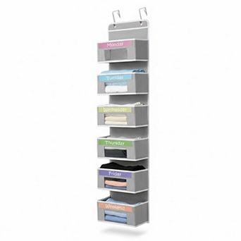 Weekly Clothes Organizer 6 Day Labels Hanging Over Door Storage Pockets Daily Outfit Plan