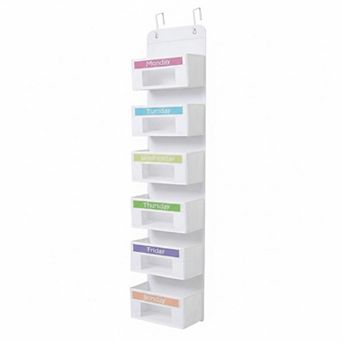 Weekly Clothes Organizer 6 Day Labels Hanging Over Door Storage Pockets Daily Outfit Plan