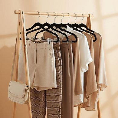 Black Hangers with Clips 30 Pack Space-Saving Rust-Resistant Metal Heavy Duty Wardrobe Organizers