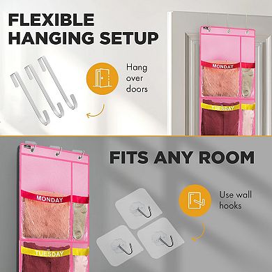 Weekly Clothes Organizer 5-Shelf Hanging Closet Day Labels Large Capacity Durable Fabric