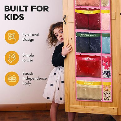 Weekly Clothes Organizer 5-Shelf Hanging Closet Day Labels Large Capacity Durable Fabric