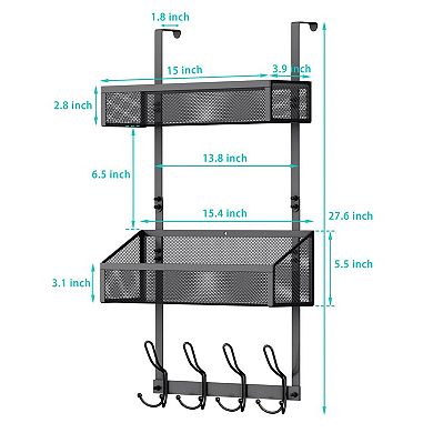 Over Door Hook Organizer Space Saving Storage Rack for Bathroom Kitchen Bedroom