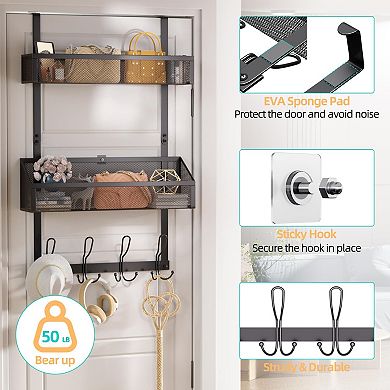 Over Door Hook Organizer Space Saving Storage Rack for Bathroom Kitchen Bedroom