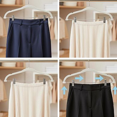 Pants Hangers 20 Pack Adjustable Clips Space-saving Slim Flocked Heavy Duty Non-slip For Skirts