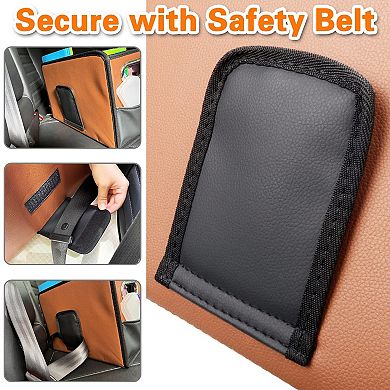 Car Organizer Upgraded Leather Storage Front Seat 3 Handles Multipurpose Foldable Non-Slip
