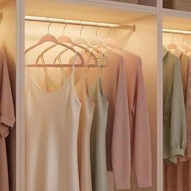 50 Pack No Shoulder Bump Felt Hangers w/Tie Bar Non Slip Heavy Duty Space Saving for Sweaters Coats