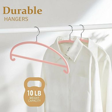 50 Pack No Shoulder Bump Felt Hangers w/Tie Bar Non Slip Heavy Duty Space Saving for Sweaters Coats