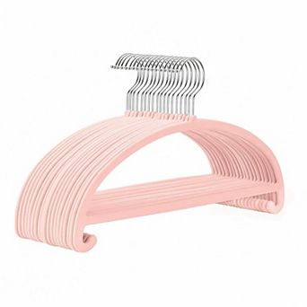 50 Pack No Shoulder Bump Felt Hangers w/Tie Bar Non Slip Heavy Duty Space Saving for Sweaters Coats