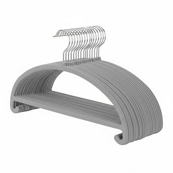 50 Pack No Shoulder Bump Felt Hangers w/Tie Bar Non Slip Heavy Duty Space Saving for Sweaters Coats