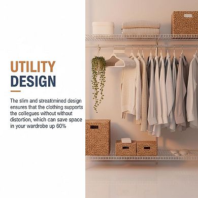 30 Pack Non-Slip Clothes Hangers Shoulder Notches 360° Swivel Hooks Heavy Duty Space Saving