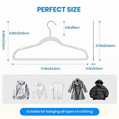 30 Pack Non-Slip Clothes Hangers Shoulder Notches 360° Swivel Hooks Heavy Duty Space Saving
