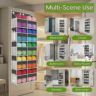 5 Tiers Over The Door Hanging Yarn Storage Organizer Large Capacity For Knitting Crochet