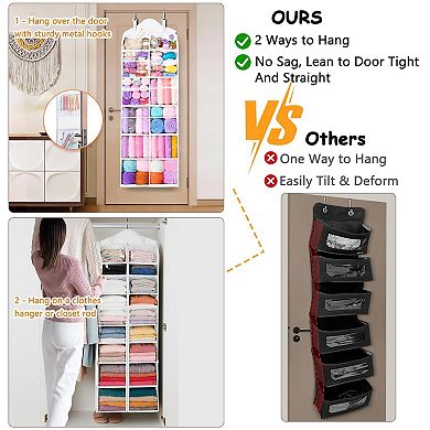 Hanging Yarn Storage Organizer 2 Hanging Ways, Large Capacity, Zipper Pockets, Clear Windows