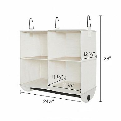 Hanging Closet Organizer 4-Section Collapsible Shelves Metal Rod Clothes Storage