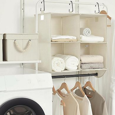 Hanging Closet Organizer 4-Section Collapsible Shelves Metal Rod Clothes Storage