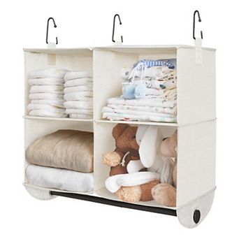 Hanging Closet Organizer 4-Section Collapsible Shelves Metal Rod Clothes Storage