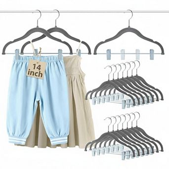 14 Inch Extra Large Hangers 15 Pack Non Slip Felt Movable Clips Heavy Duty Space Saving