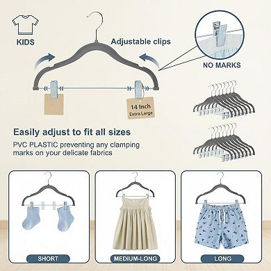 14 Inch Extra Large Hangers 15 Pack Non Slip Felt Movable Clips Heavy Duty Space Saving