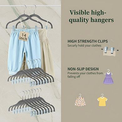 14 Inch Extra Large Hangers 15 Pack Non Slip Felt Movable Clips Heavy Duty Space Saving