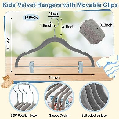 14 Inch Extra Large Hangers 15 Pack Non Slip Felt Movable Clips Heavy Duty Space Saving