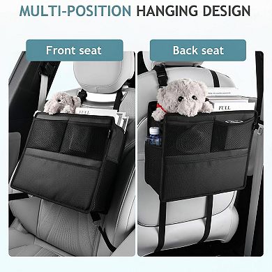 2 Pack PU Coated Car Backseat Organizer Durable Large Capacity 6 Pocket Kick Mats Universal Fit