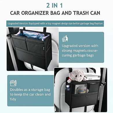 2 Pack PU Coated Car Backseat Organizer Durable Large Capacity 6 Pocket Kick Mats Universal Fit