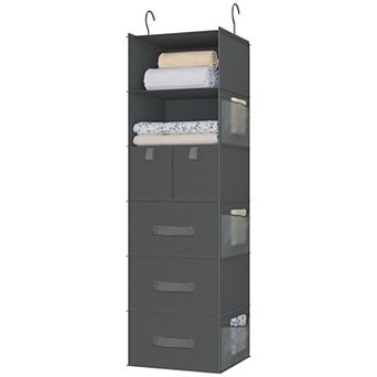 6 Shelves Hanging Closet Organizer with 5 Drawers Foldable Storage for Wardrobe RV